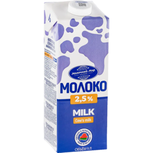 Молоко «Мо­лоч­ный мир» 2,5% сте­ри­ли­зо­ван­ное 1л.